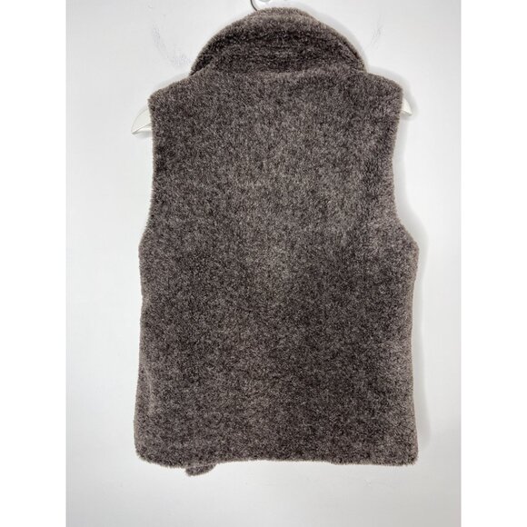 Dylan by True Grit Sherpa Vest S | Faux Fur Zip Front Gray Cozy Layer - Picture 6 of 13
